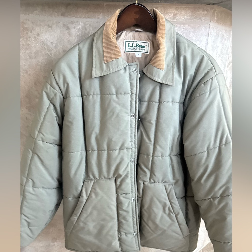 Vintage 90s LL Bean Goose Down Feather Packable Quilted Puffer Coat Mens Size L